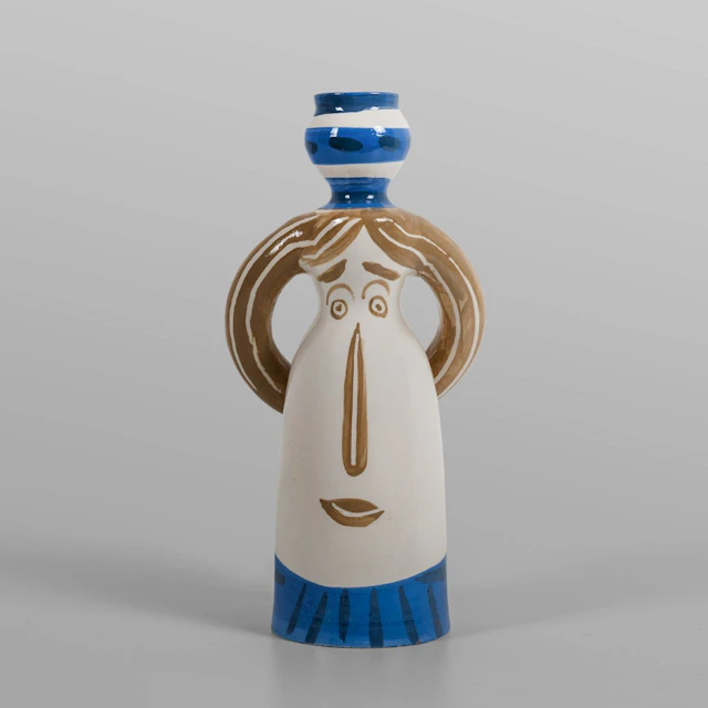 PABLO PICASSO (1881-1973) Lampe Femme 1955 terracotta dipinta h cm