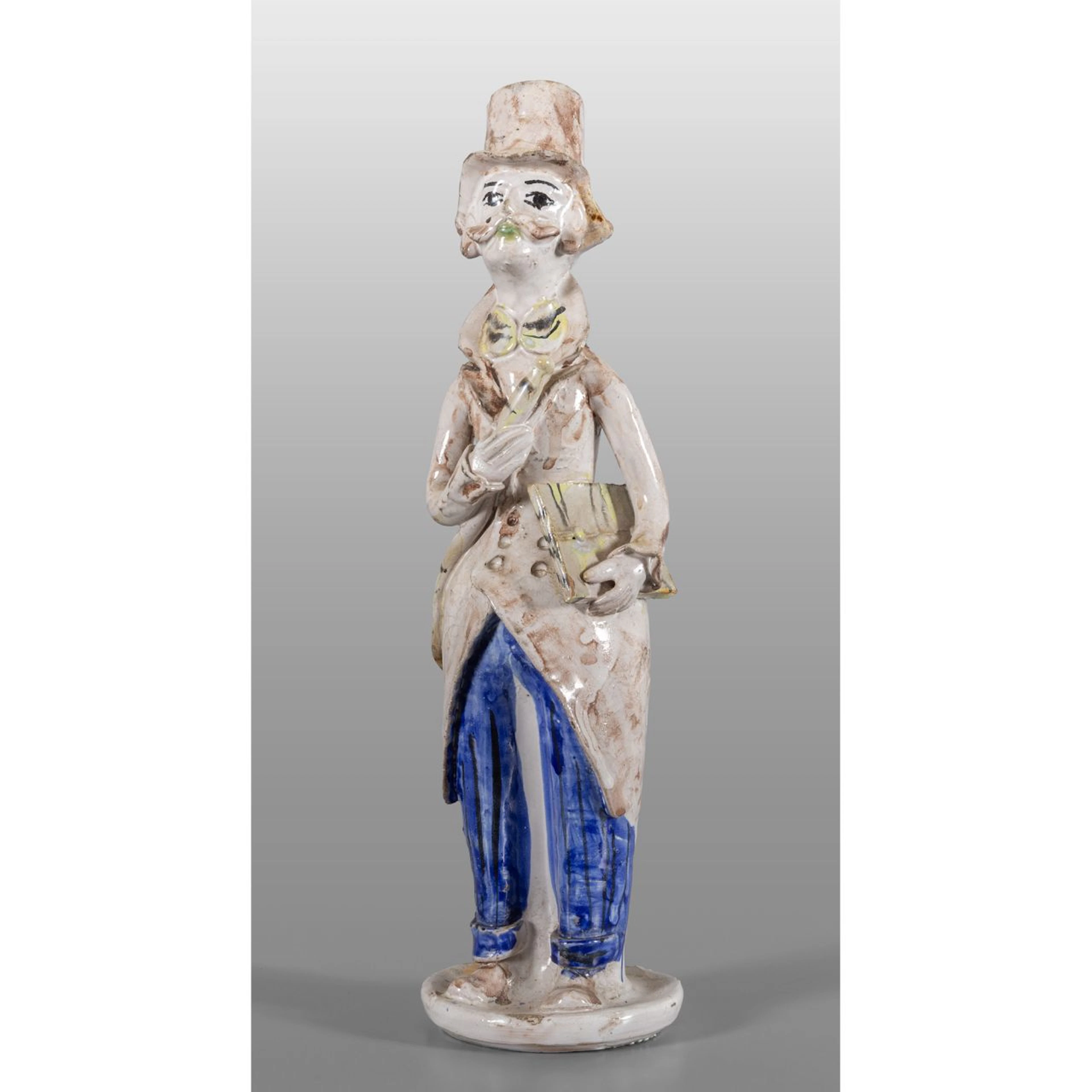 Nobile con bastone, scultura in maiolica, Caltagirone inizi sec.XX