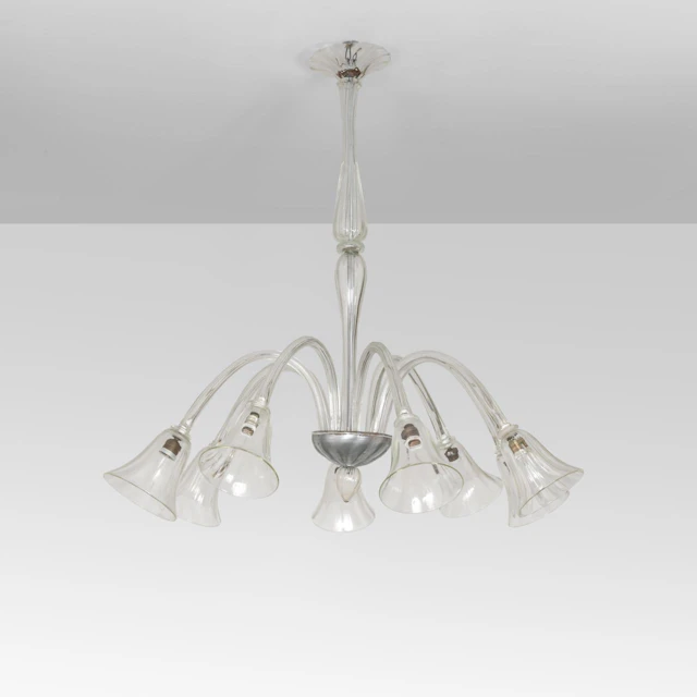 MURANO, anni '50. Una lampada a sospensione. Vetro soffiato. Restauro