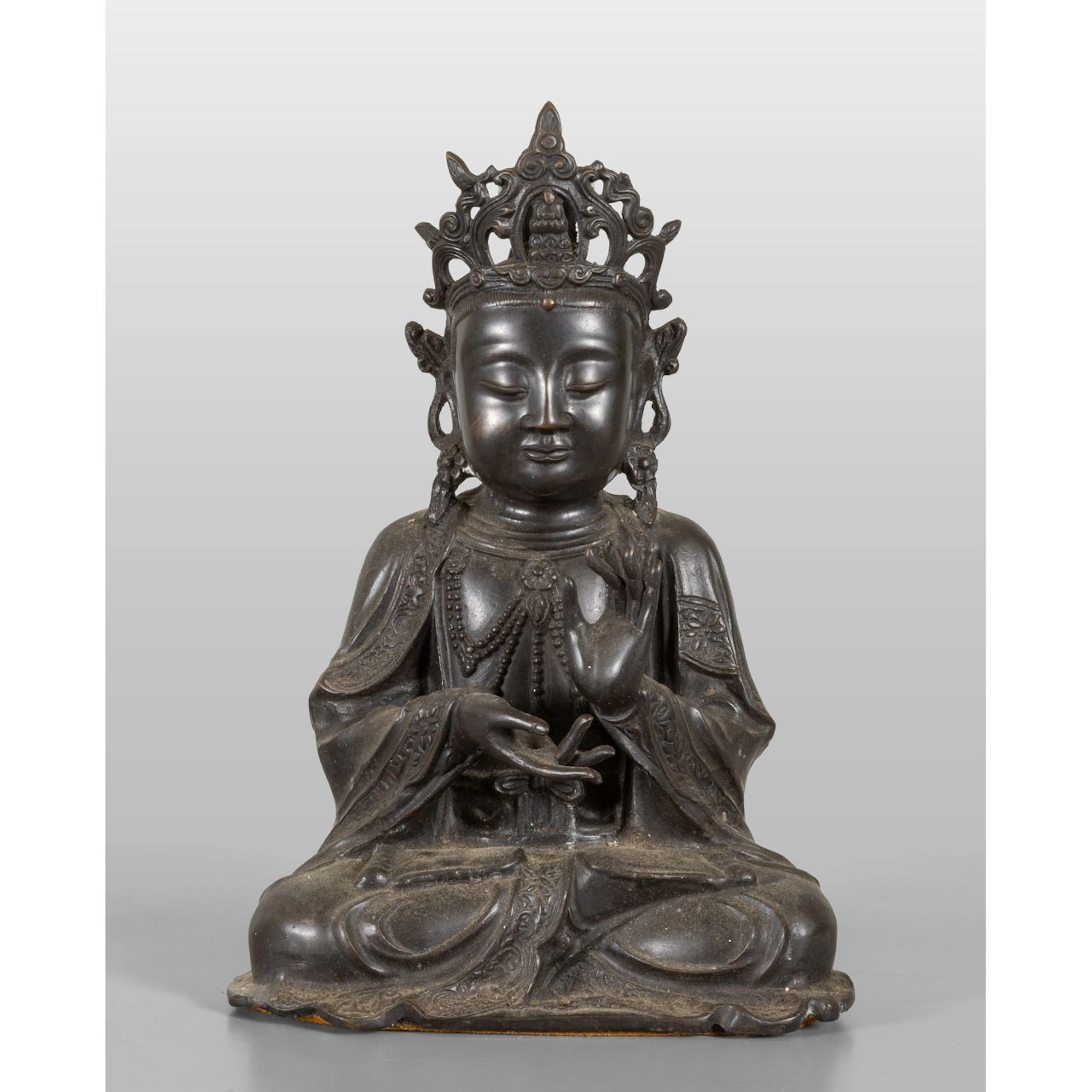 Grande Buddha in metallo brunito cm.26x39