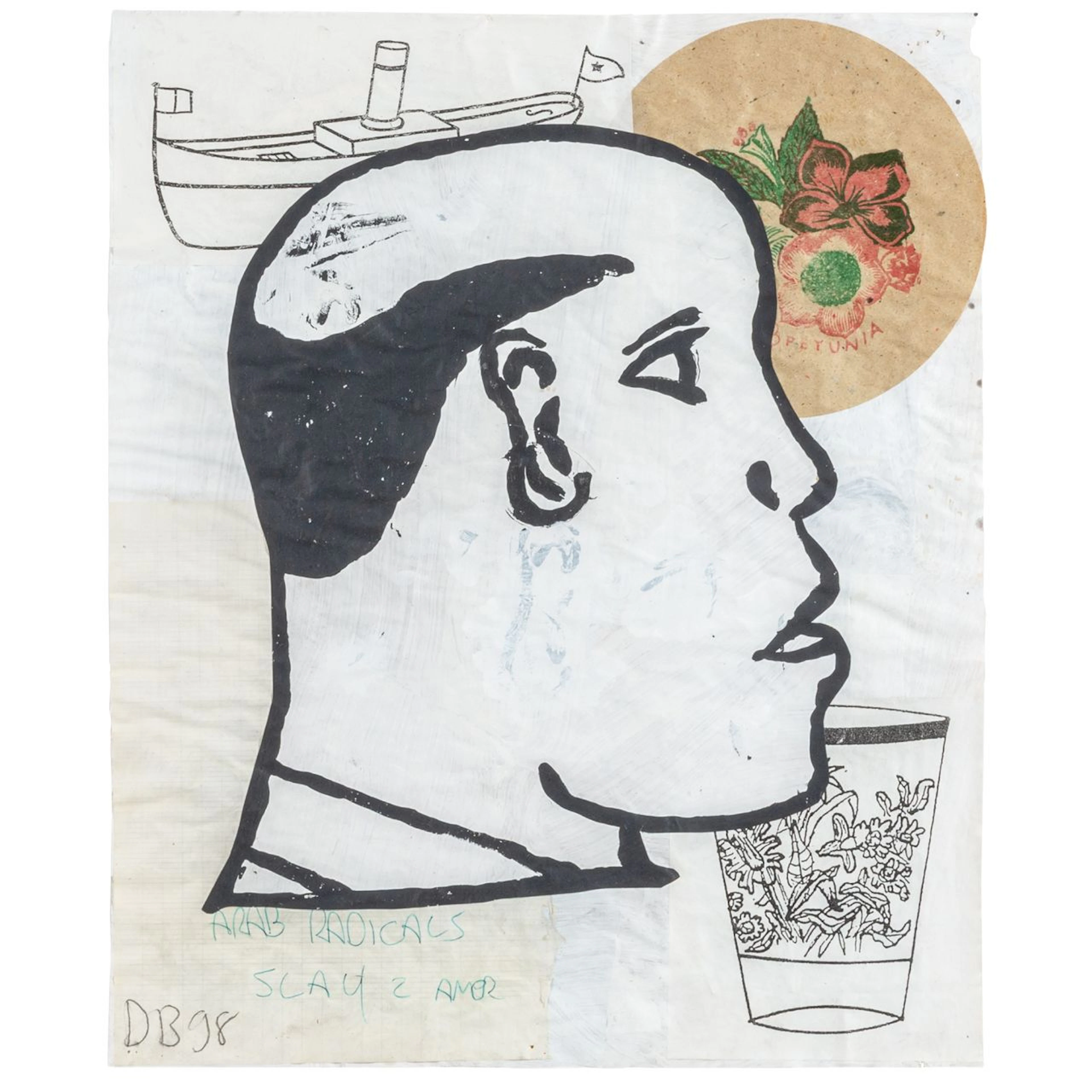 DONALD BAECHLER (1956-2022) Arab Radicals 1998 tecnica mista e gouache