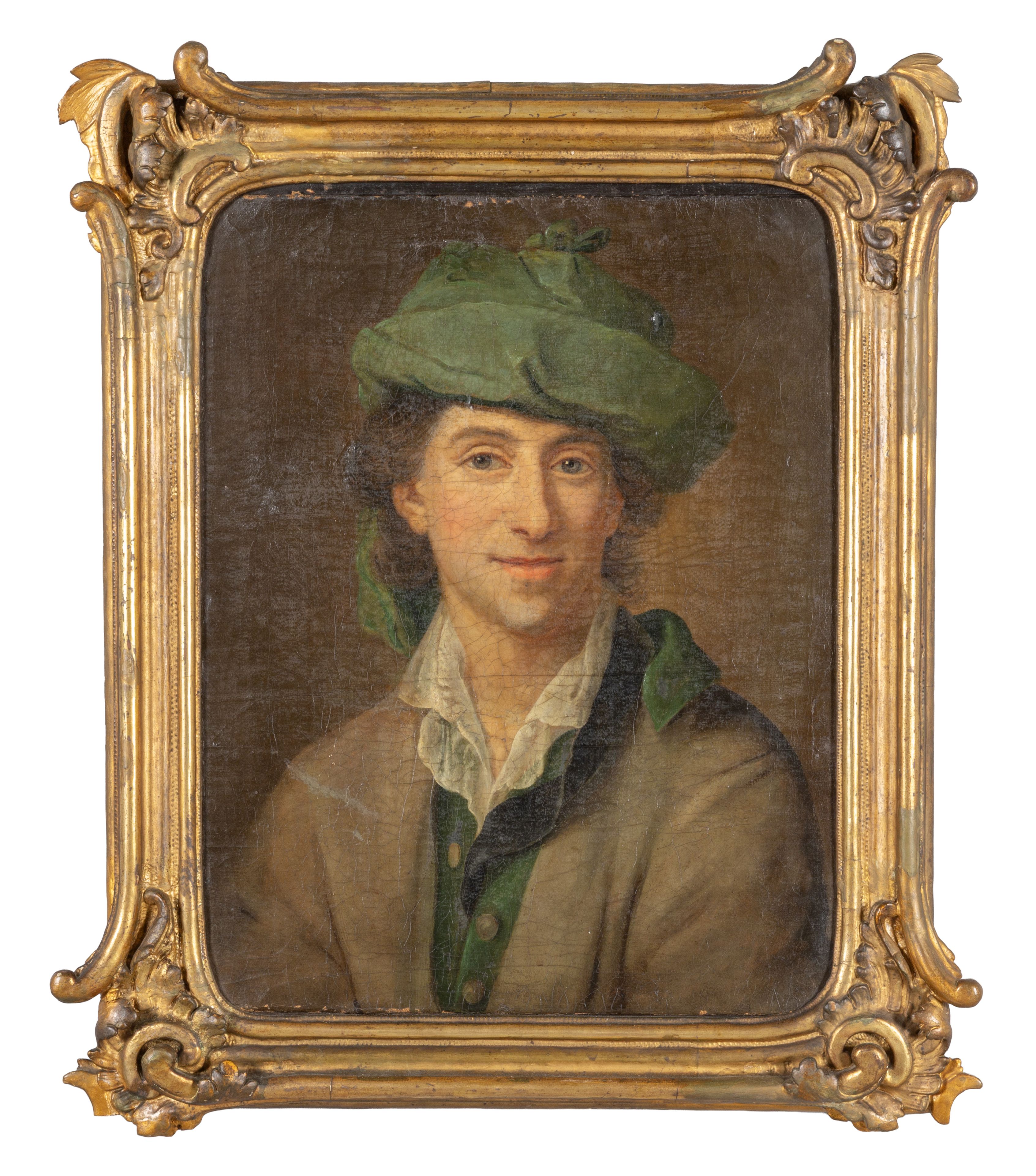 Scuola veneta fine sec.XVIII 'Ritratto di giovane con berretto verde'