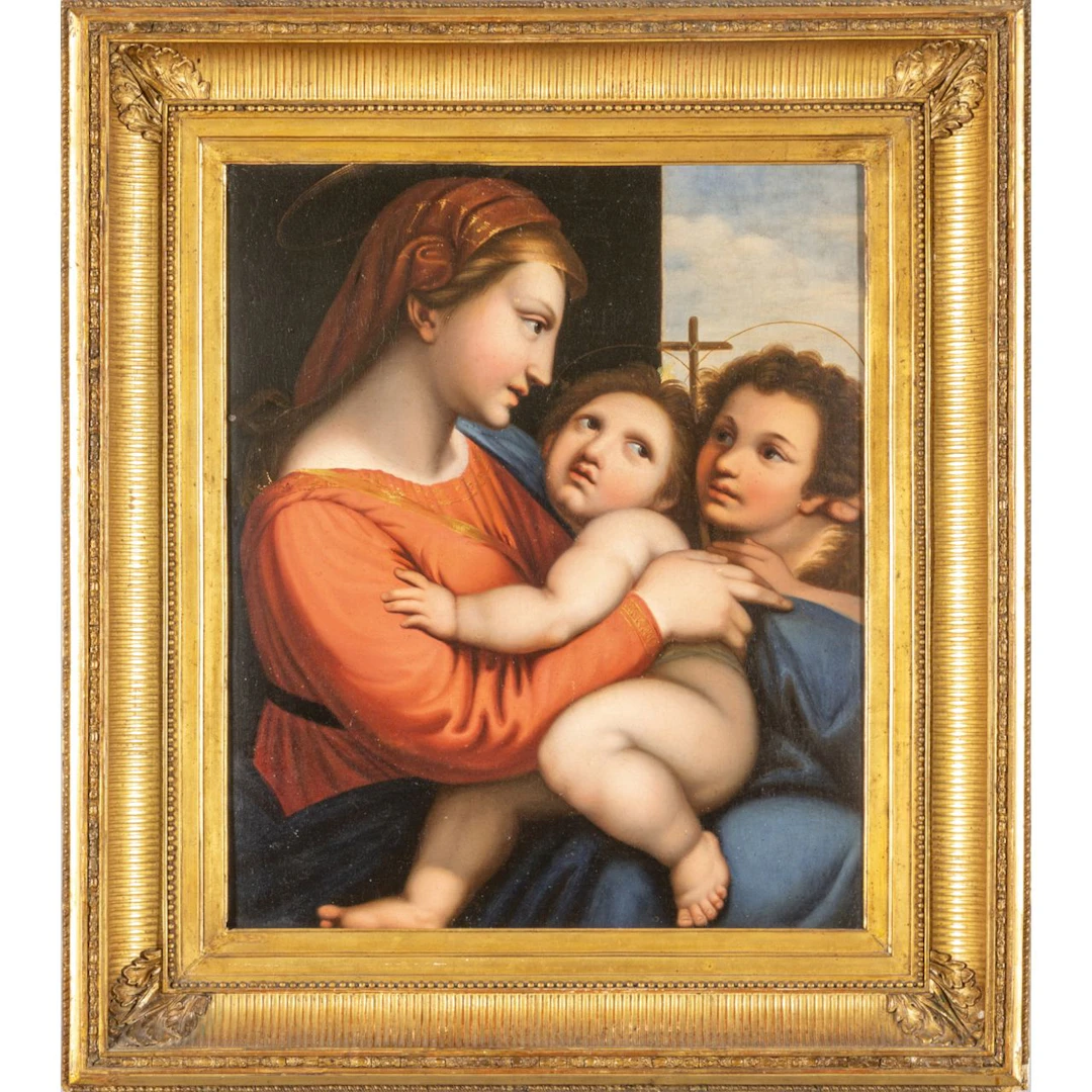 BEYFUSS LUDWIG (1805-1860) 'Madonna della tenda' (da Raffaello) olio