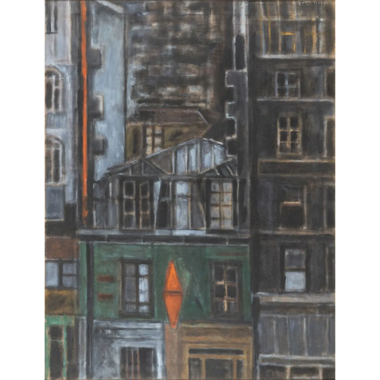 ORFEO TAMBURI (1910-1994) Le finestre 1958 olio su tela cm 85x65 firmato