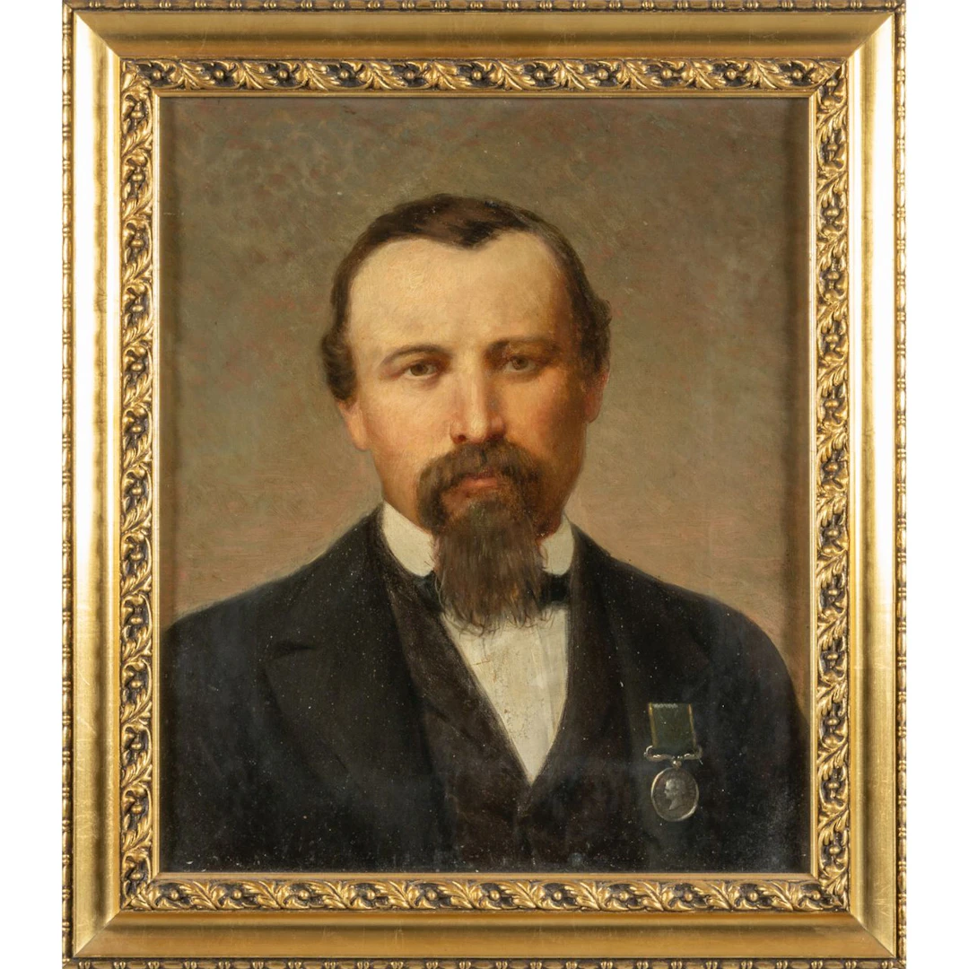 'Gentiluomo con medaglie' olio, sec.XIX cm. 51x48