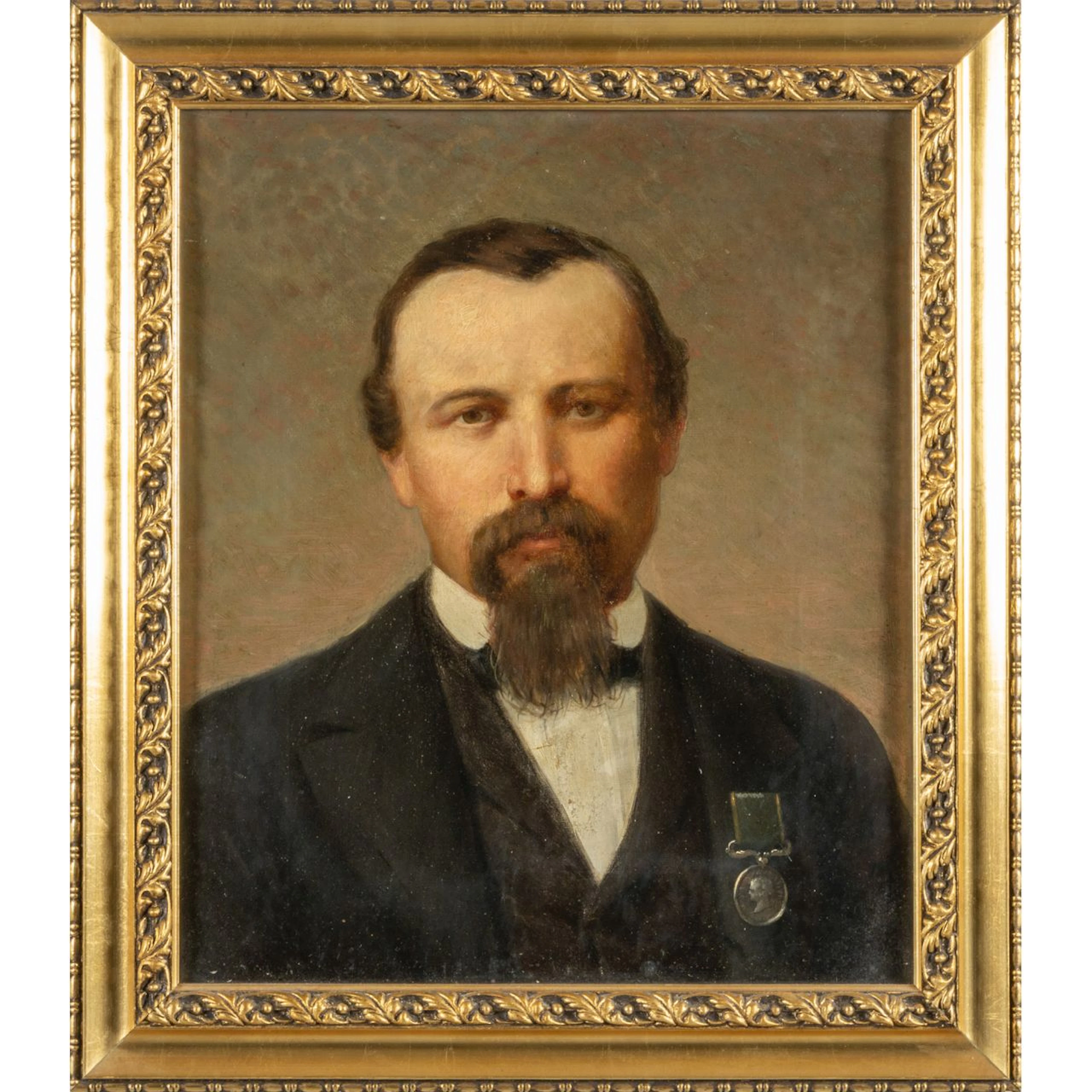 'Gentiluomo con medaglie' olio, sec.XIX cm. 51x48