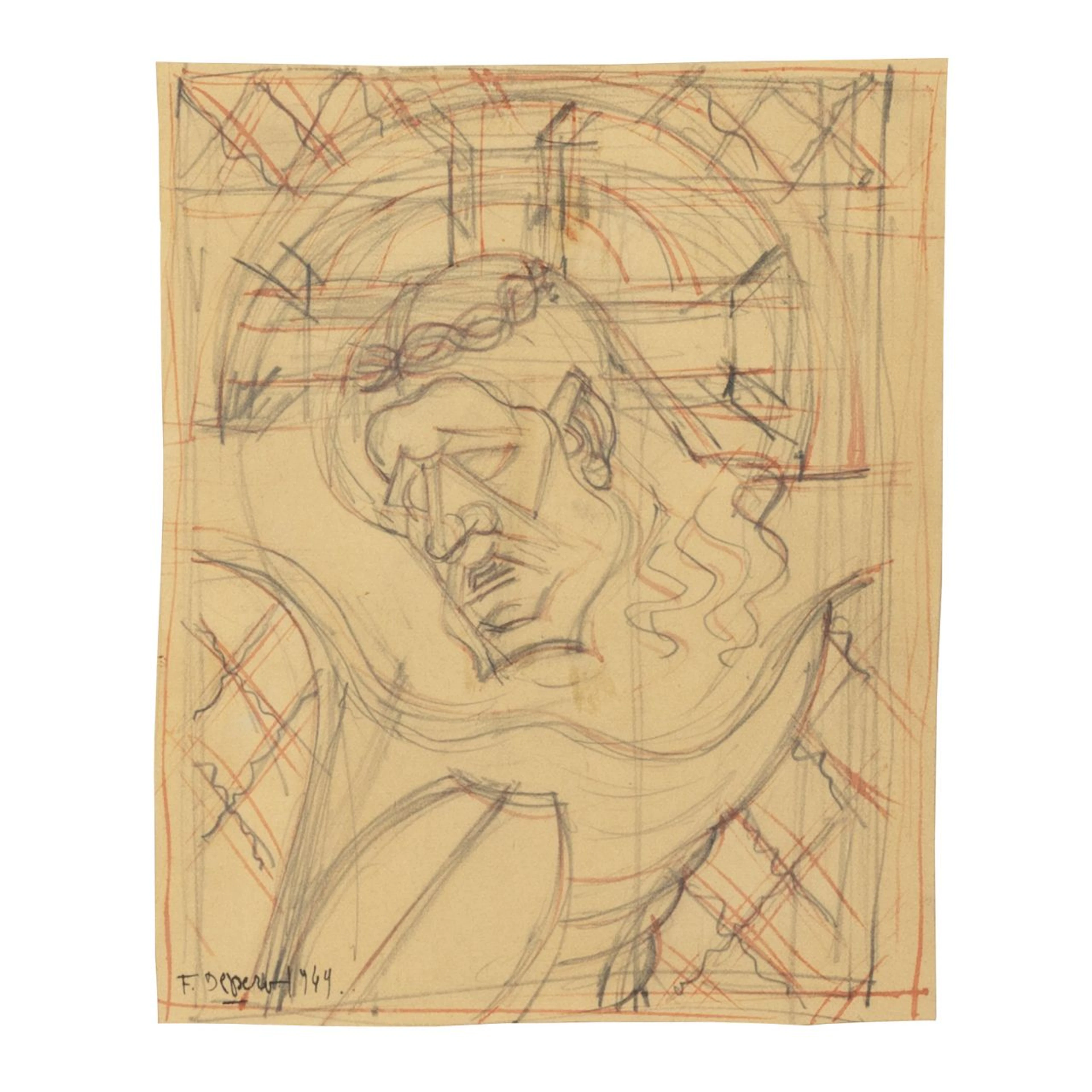 FORTUNATO DEPERO (1892-1960) Cristo 1949 matita e tecnica mista su