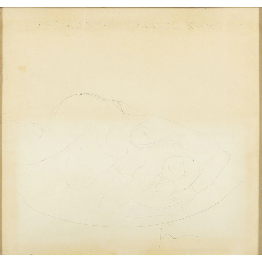 LUCIO FONTANA (1899-1968) Figura femminile penna biro su carta cm