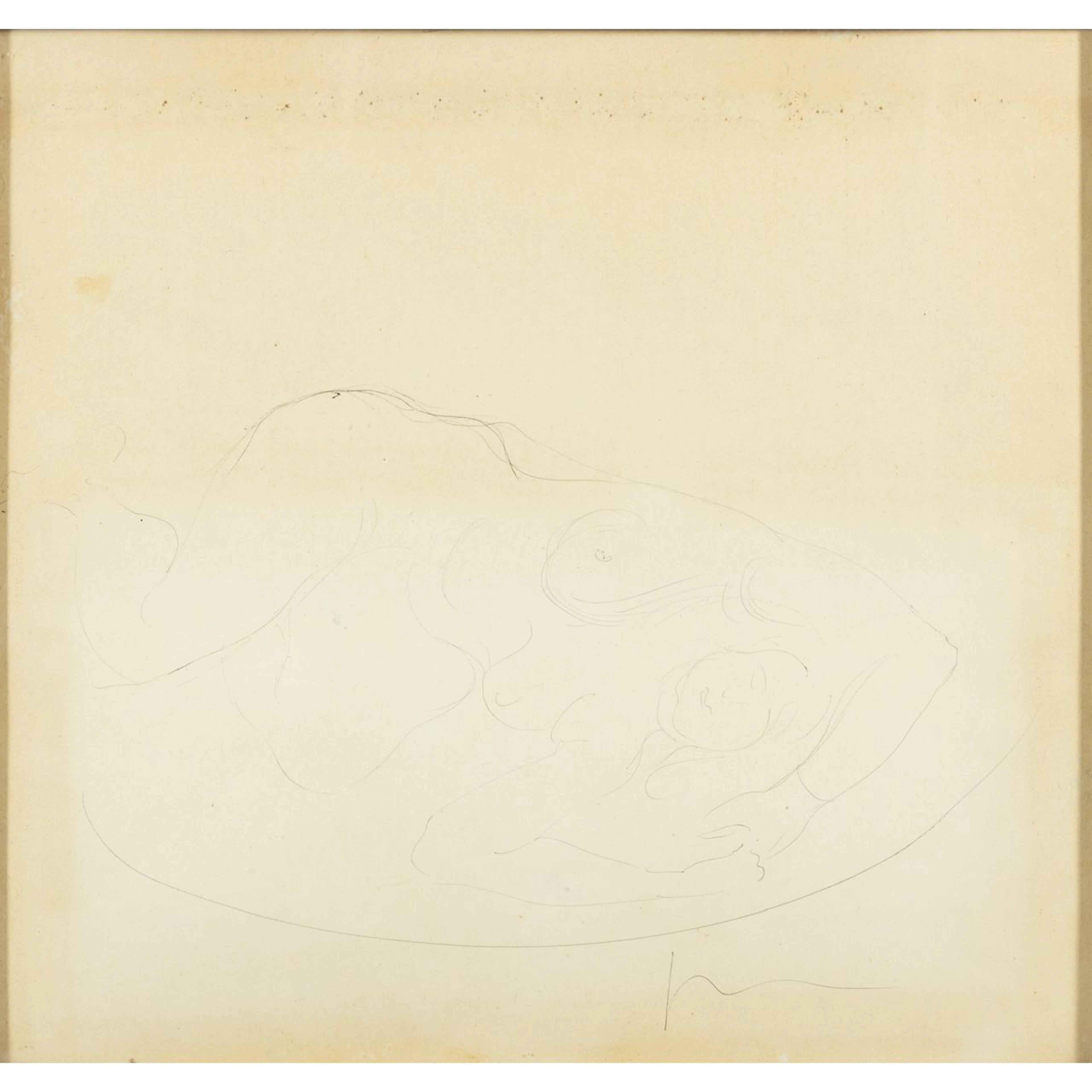 LUCIO FONTANA (1899-1968) Figura femminile penna biro su carta cm