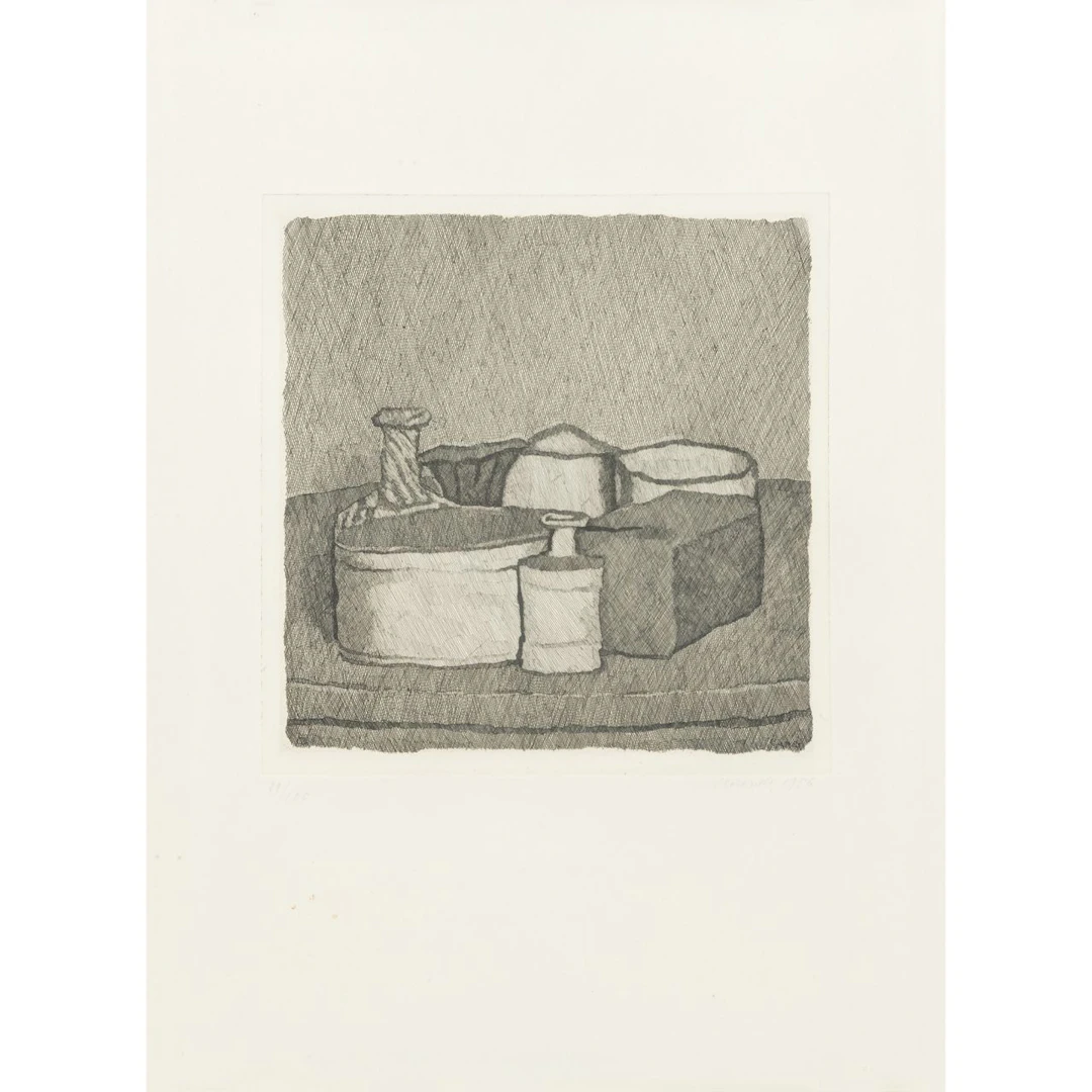 GIORGIO MORANDI (1890-1964) Natura morta con quattro oggetti e tre