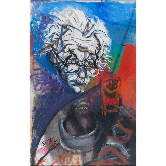 RENATO GUTTUSO (1912-1987) Einstein A. (con natura morta) 1959 olio