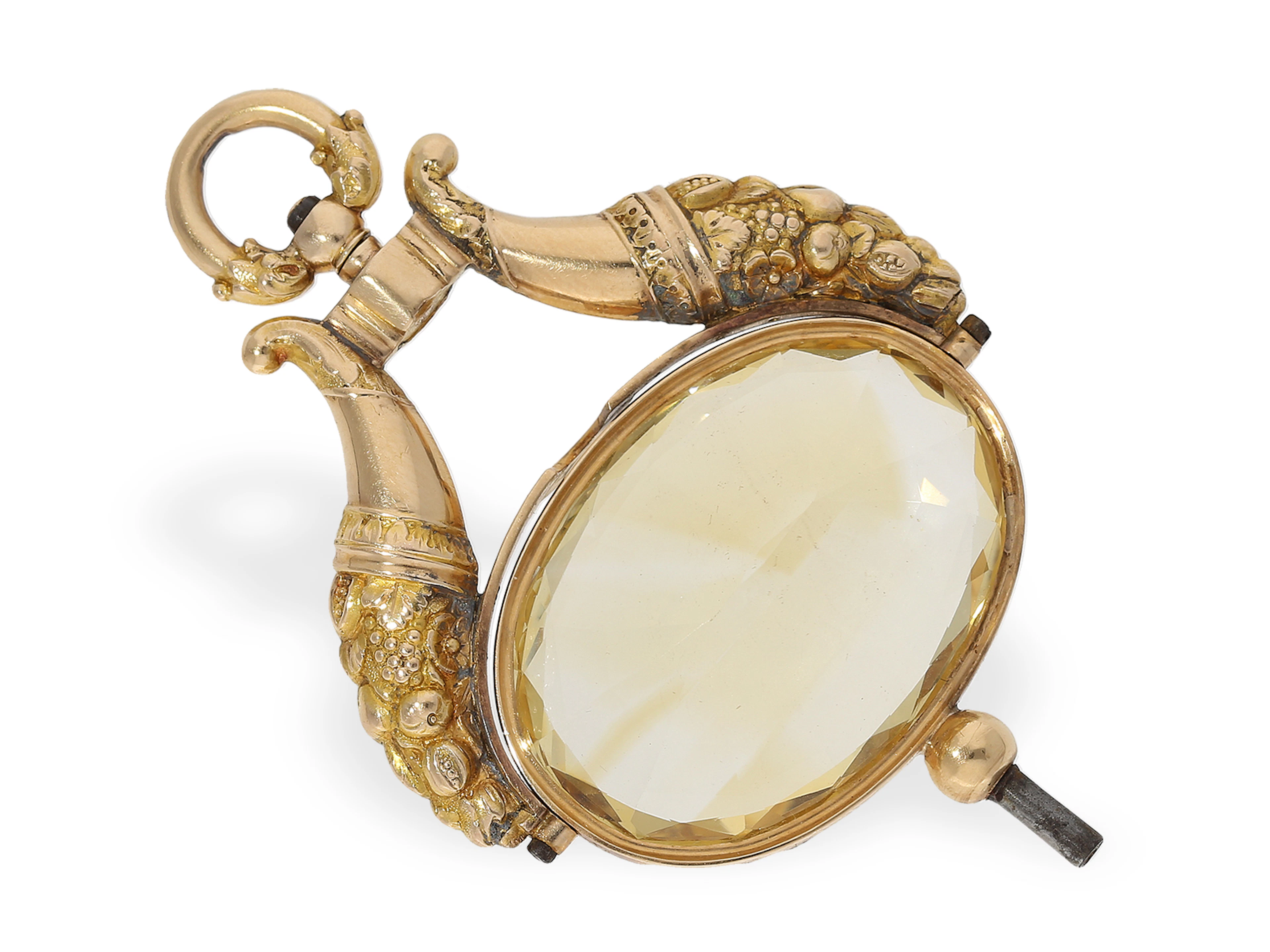 Watch key: museum-quality ceremonial key with citrine, France, c. 1820