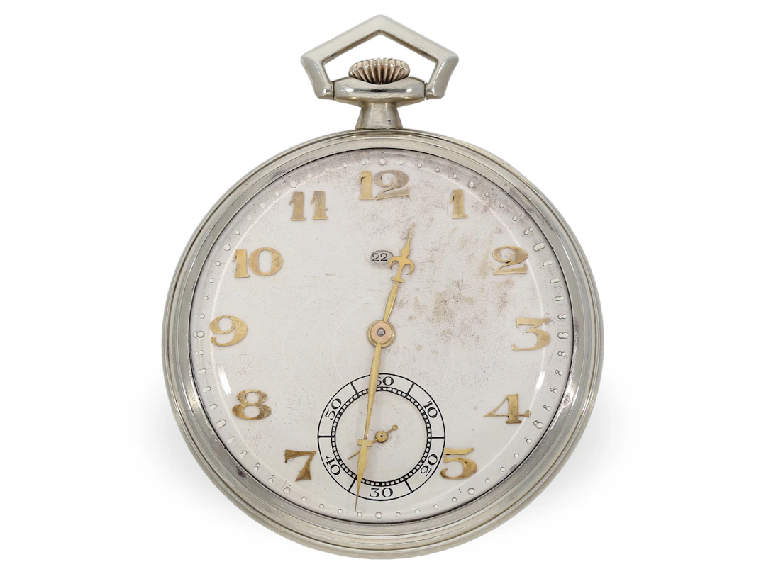 Pocket watch: extremely rare Art Deco dress watch with date, precision