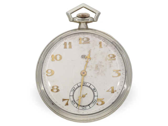 Pocket watch: extremely rare Art Deco dress watch with date, precision