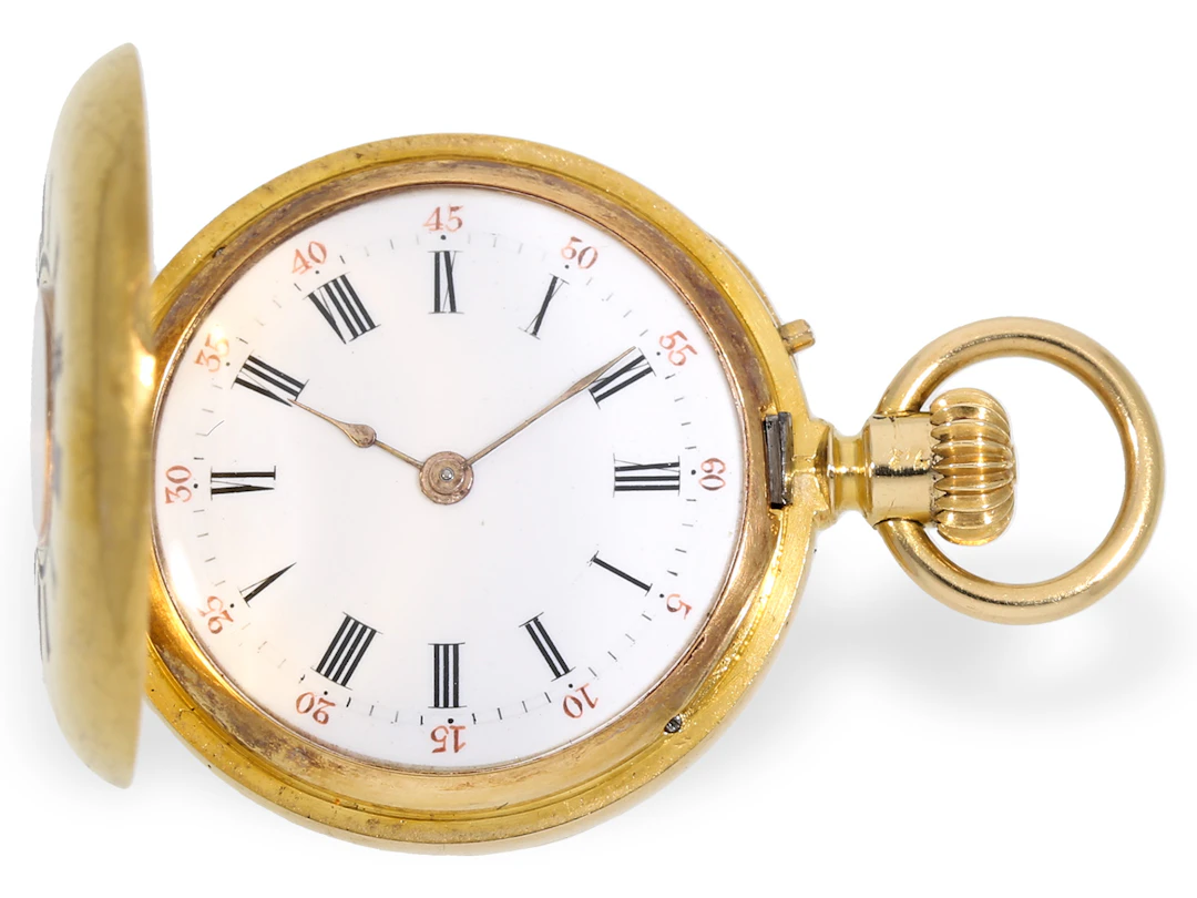 Pocket watch: rare gold and enamel ladies’ watch from a noble family