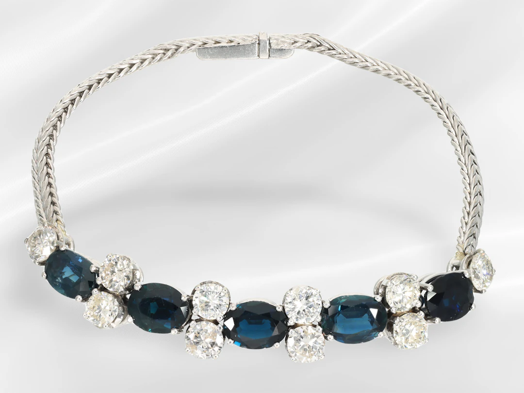 Bracelet: white gold sapphire and brilliant-cut diamond jewellery