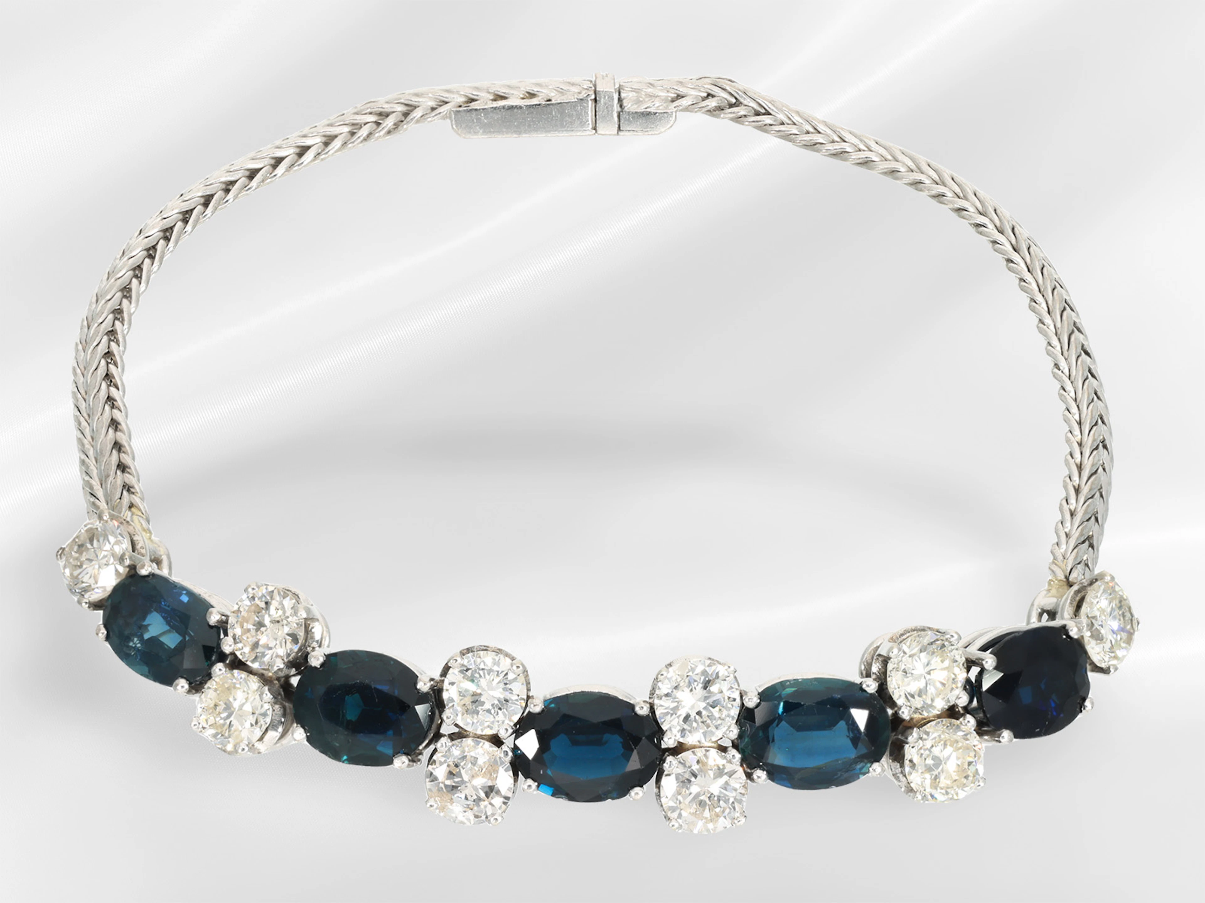 Bracelet: white gold sapphire and brilliant-cut diamond jewellery