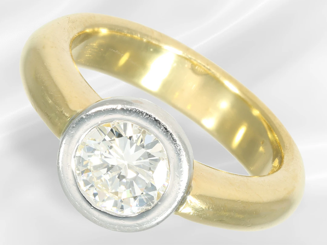Ring: solid brilliant-cut diamond goldsmith's ring, ca. 1.25ct