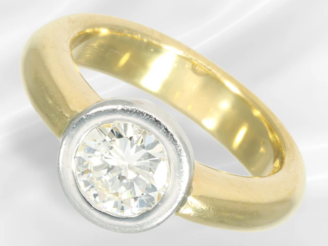 Ring: solid brilliant-cut diamond goldsmith's ring, ca. 1.25ct