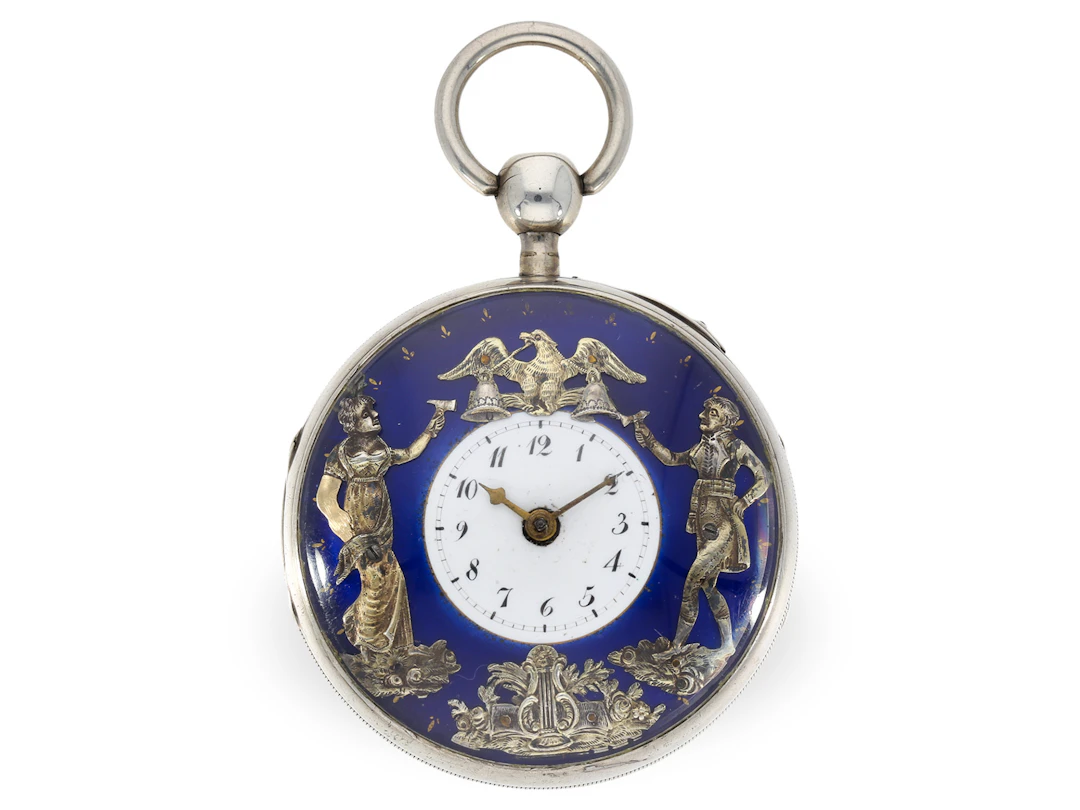 Pocket watch with Jacquemart figure automaton, c. 1820