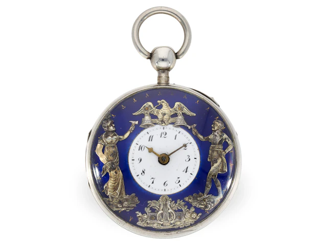 Pocket watch with Jacquemart figure automaton, c. 1820
