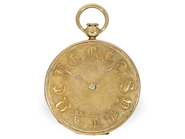 Pocket watch: fine verge watch with repeater and ruby cylinder in