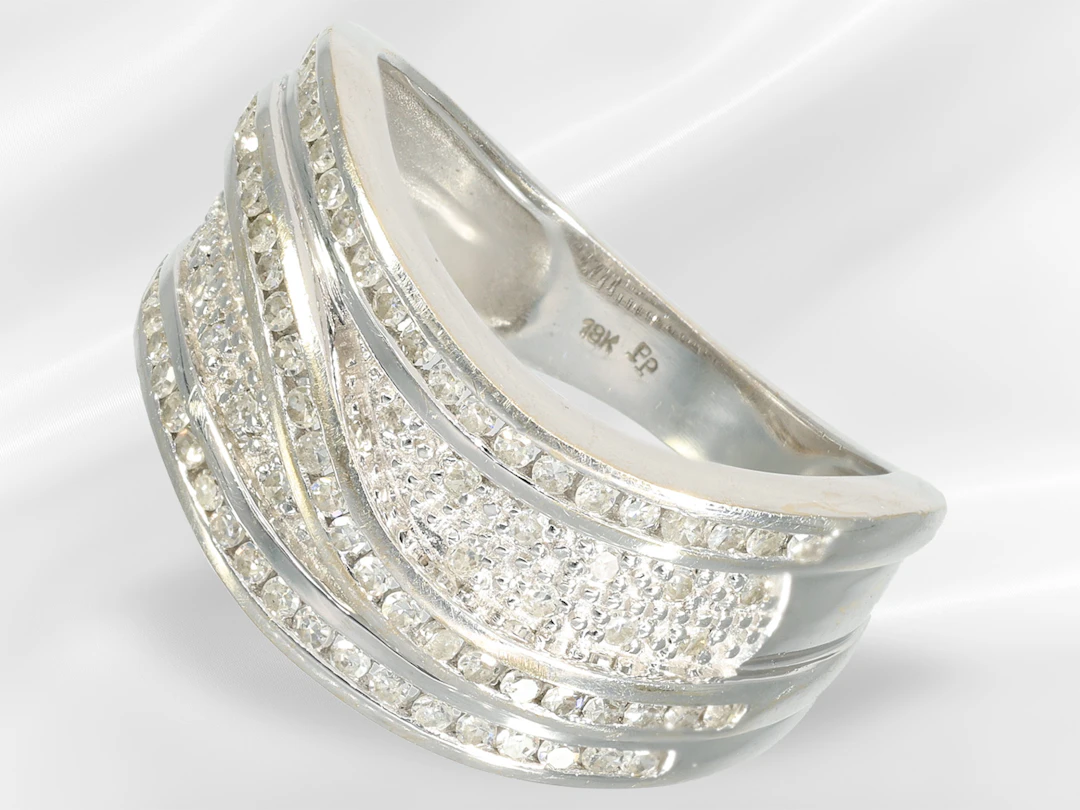 Ring: modern diamond goldsmith's ring, 18K white gold