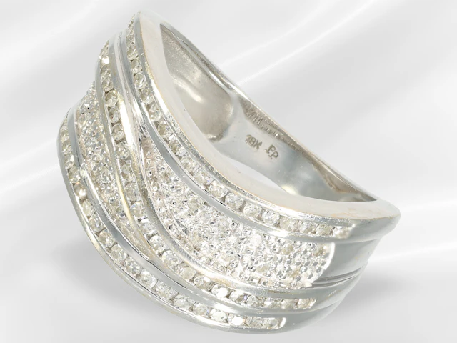 Ring: modern diamond goldsmith's ring, 18K white gold