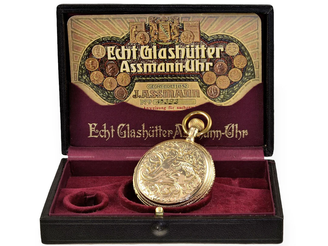 Pocket watch: extremely rare Julius Assmann Glashütte 1A with Renaissance