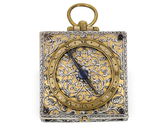Pendent watch: rare square pendant watch, circa 1640