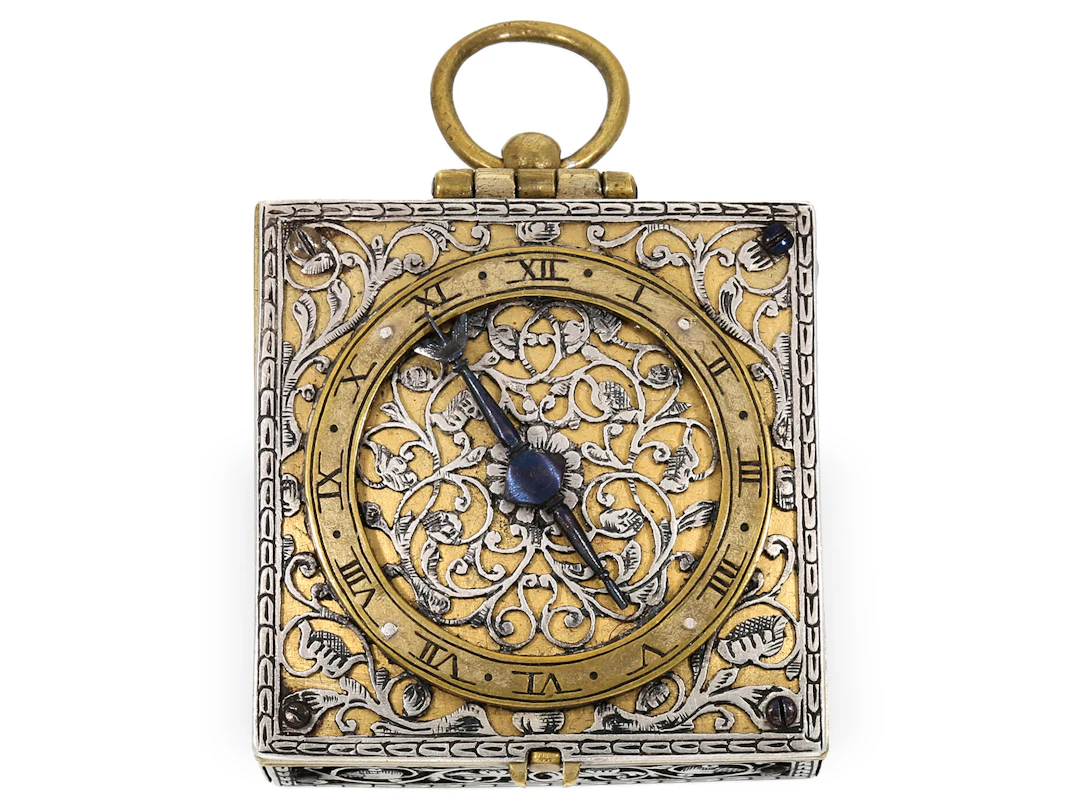 Pendent watch: rare square pendant watch, circa 1640