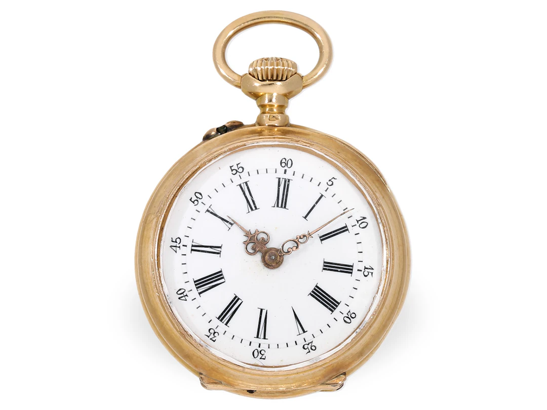 Pocket watch/pendant watch: rare miniature ladies’ watch with enamel
