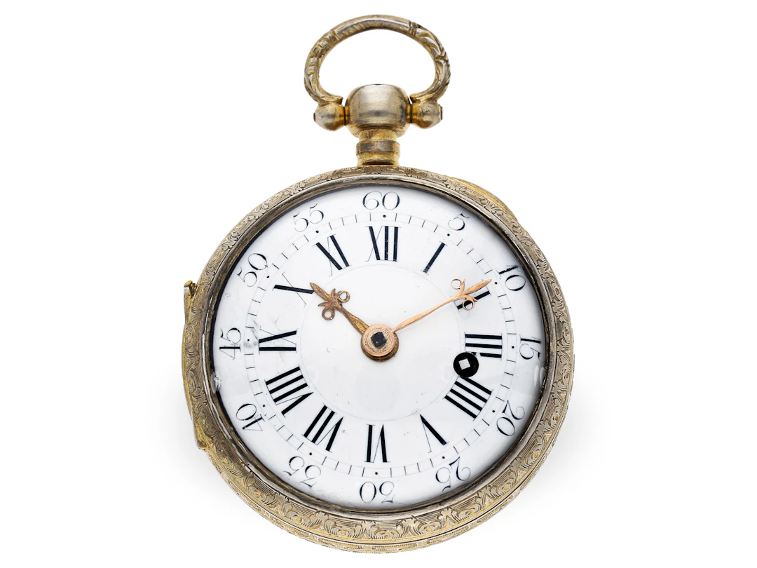 Pocket watch: early verge watch with extremely rare ‘Camaieu’ enamel