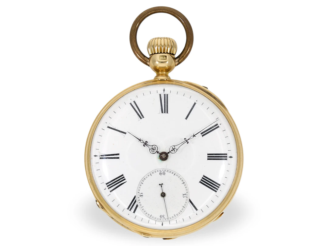 Pocket watch: early Geneva Ankerchronometer watch with crown winding