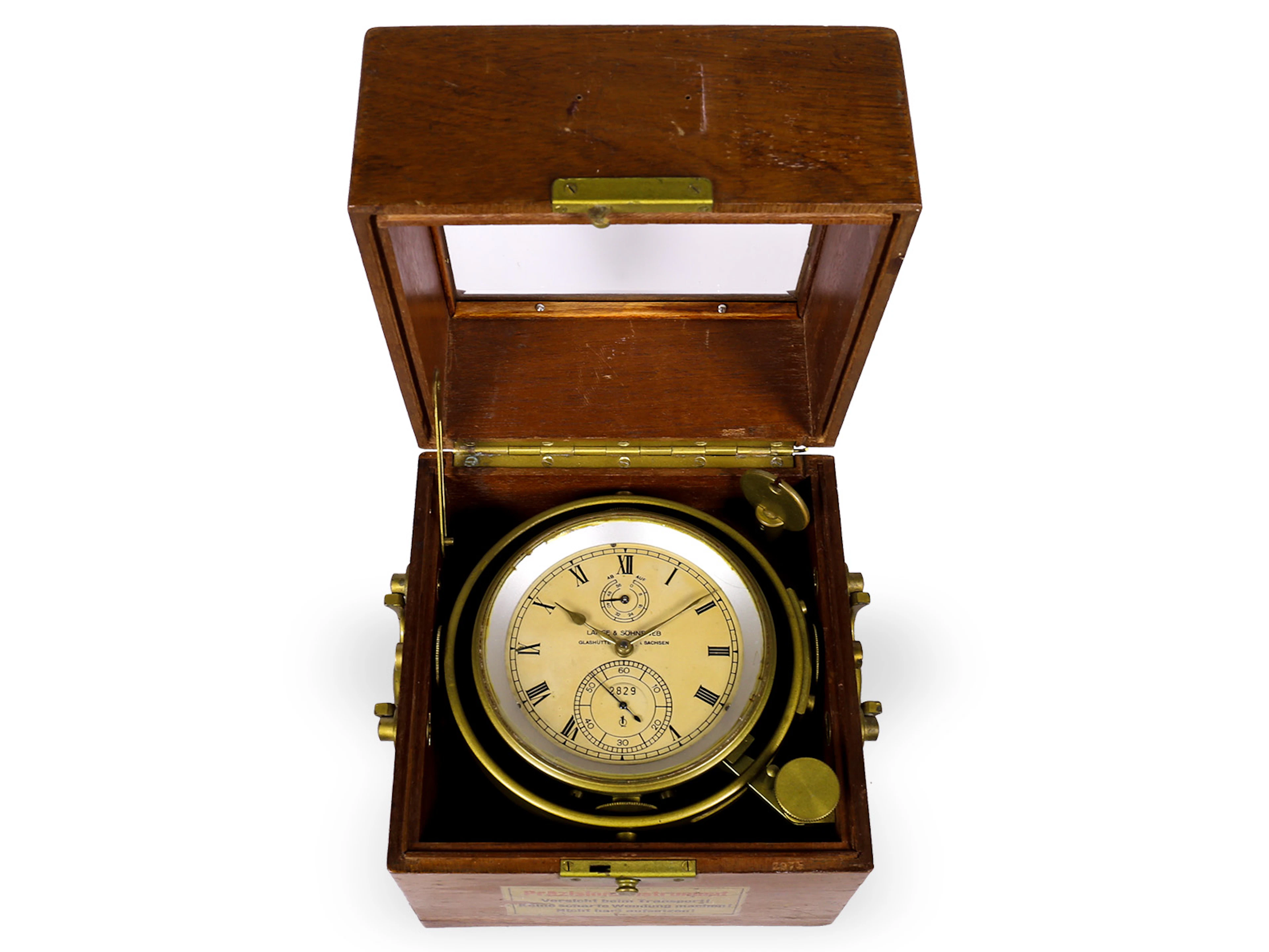 Marine chronometer: rare A. Lange & Söhne marine chronometer No. 2829, 1950s