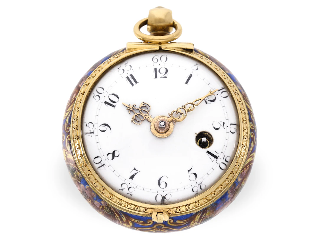 Pendant watch: important enamelled watch ‘Huaud fecit’, ca. 1685