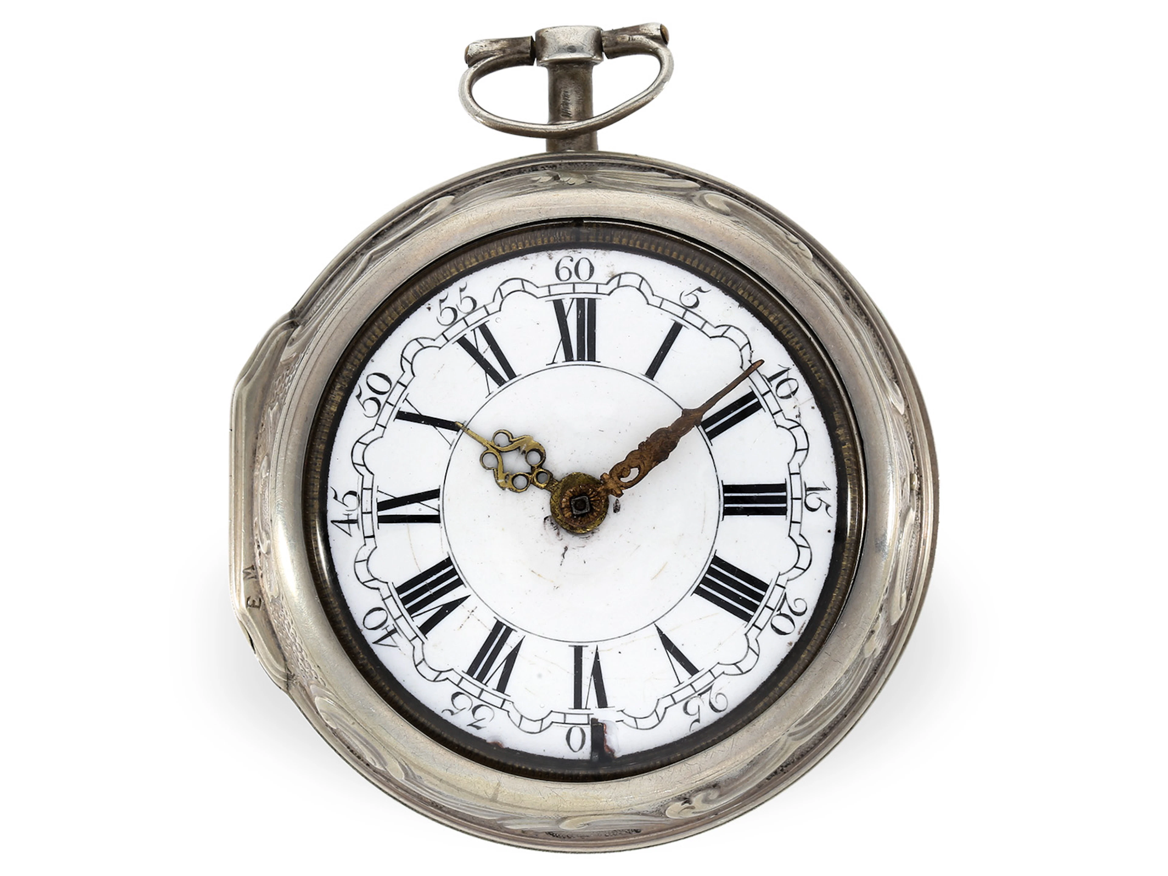 Pocket watch: large repoussé verge watch with a case signed ‘Cochin’