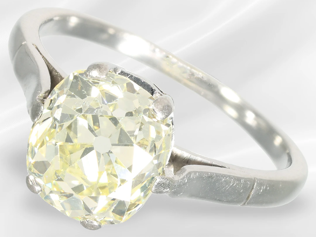 Ring: antique diamond solitaire goldsmith's ring, large old-cut diamond