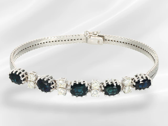 Beautiful vintage sapphire and brilliant-cut diamond goldsmith’s bracelet