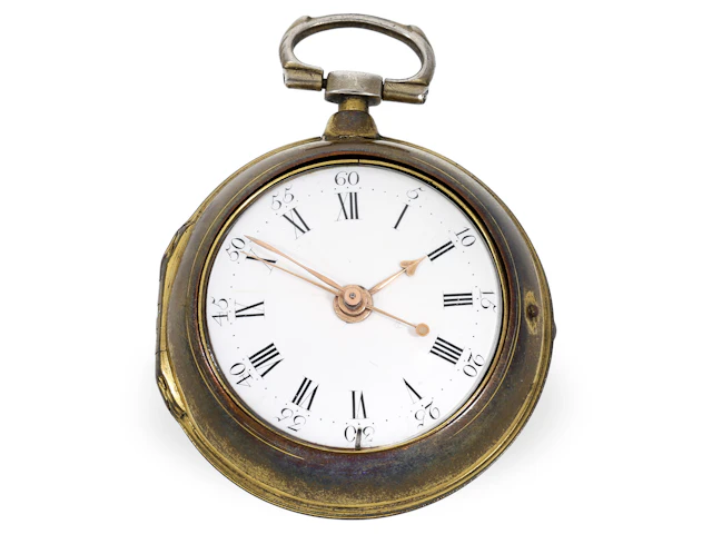 Pocket watch: early English cylinder watch/deck watch with center