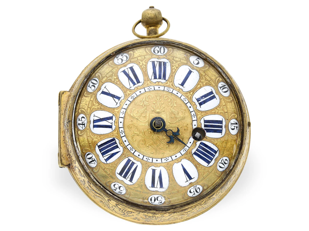 Pocket watch: extremely rare ‘onion’ shape with an erotic scene and