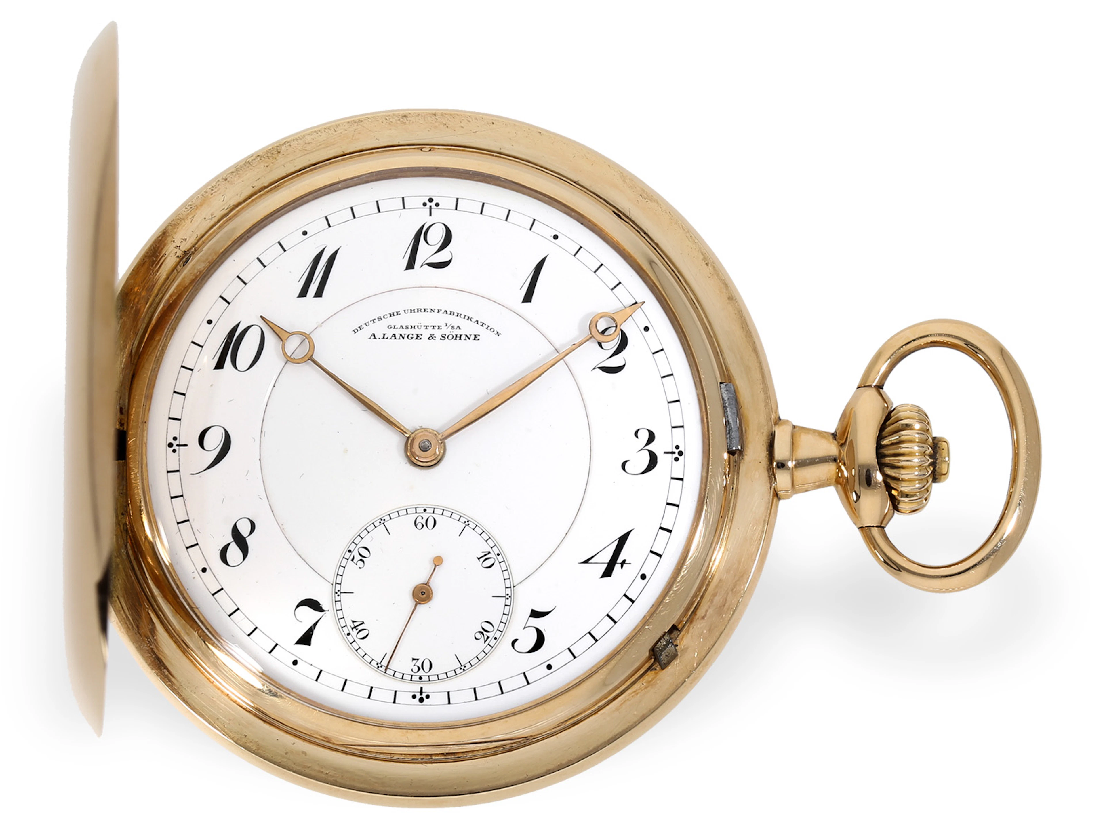 Pocket watch: rare ‘ultra-flat’ gold hunting case pocket watch by