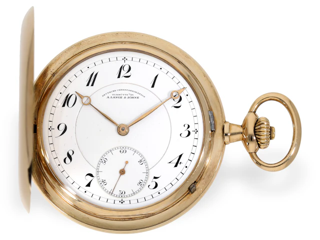 Pocket watch: rare ‘ultra-flat’ gold hunting case pocket watch by