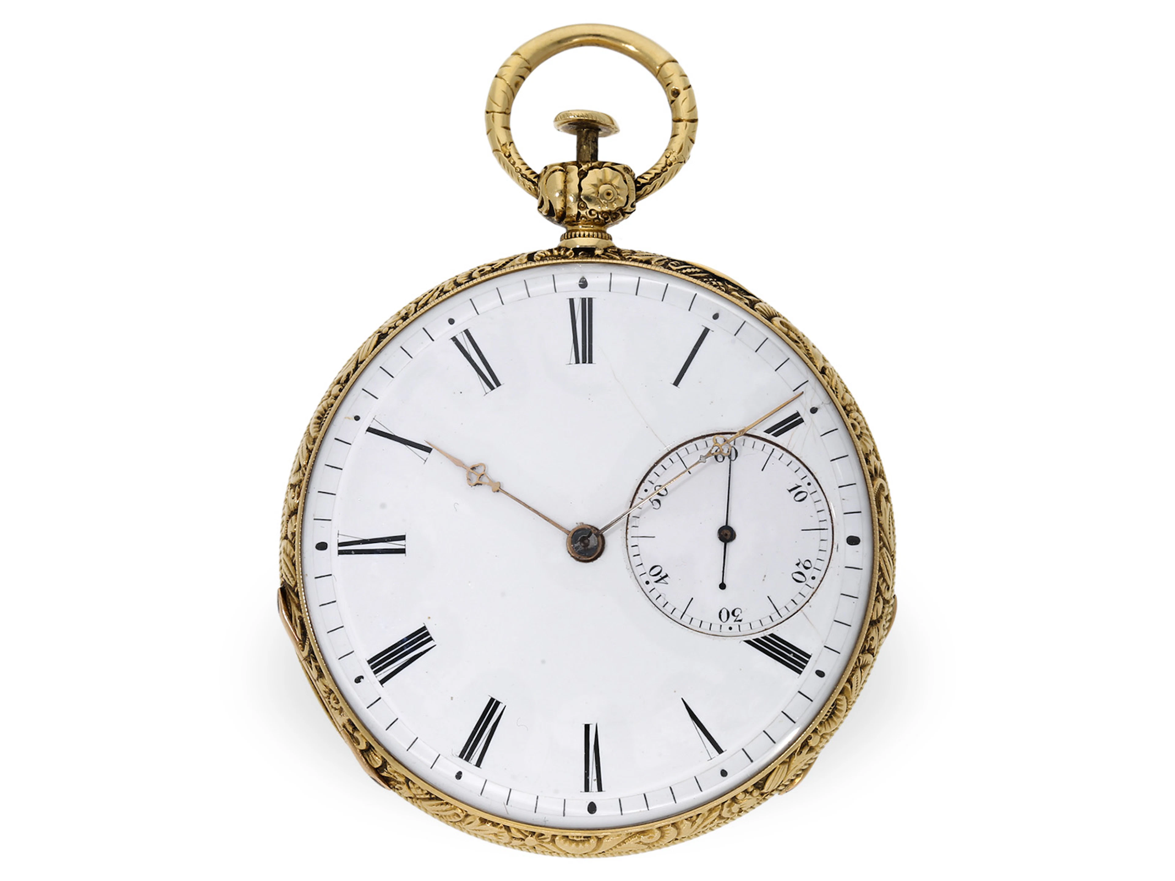 Pocket watch: Lepine with early seconds and repeater, cylinder escapement