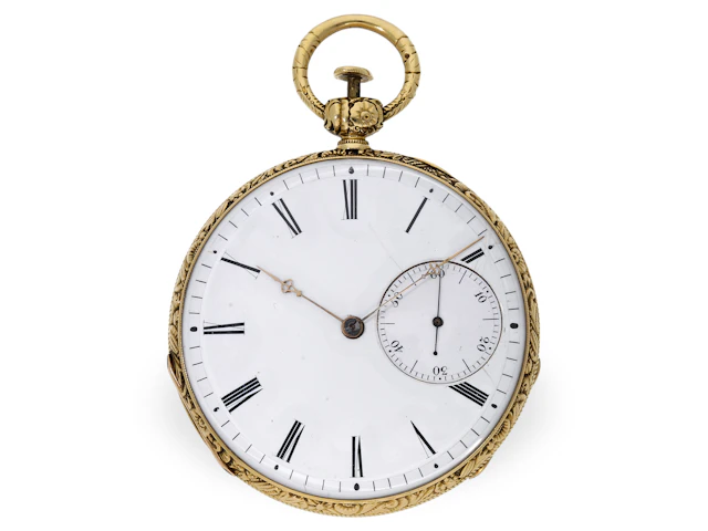 Pocket watch: Lepine with early seconds and repeater, cylinder escapement