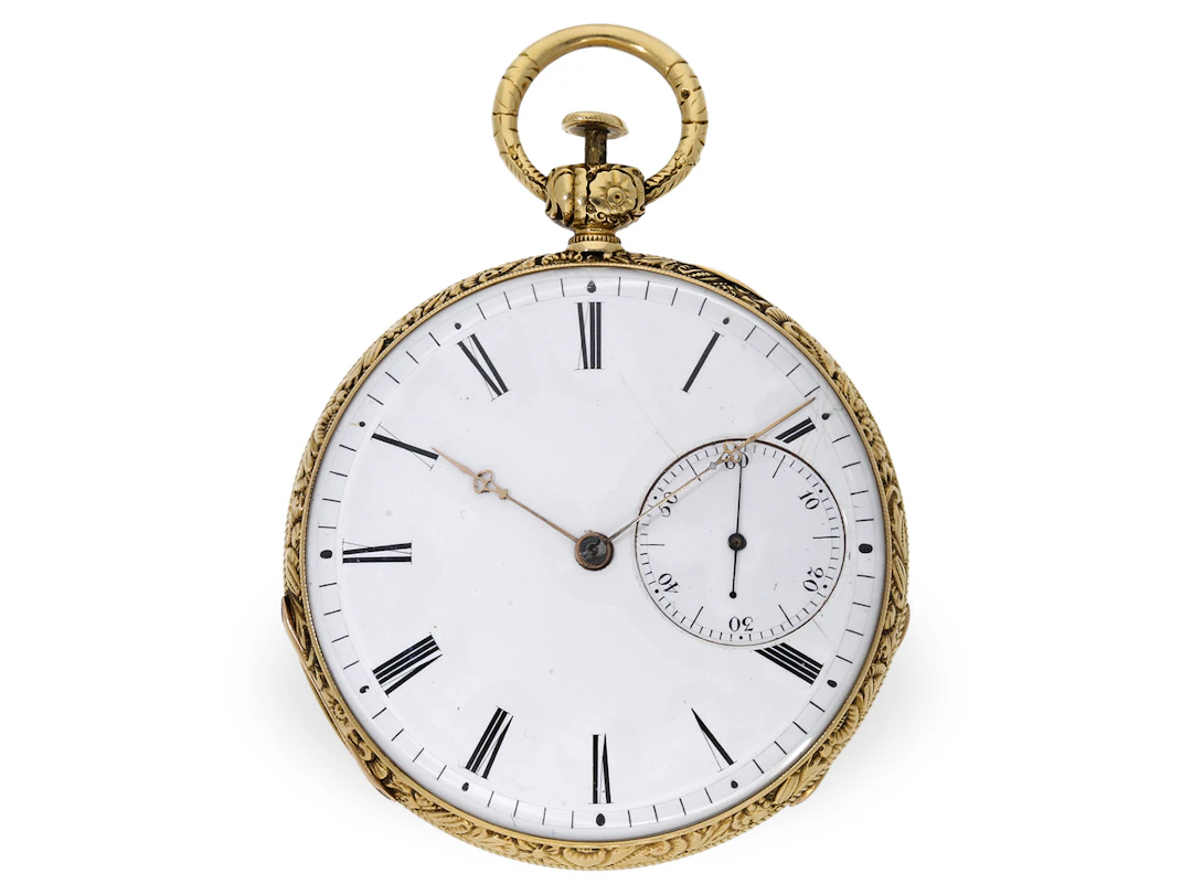 Pocket watch: Lepine with early seconds and repeater, cylinder escapement