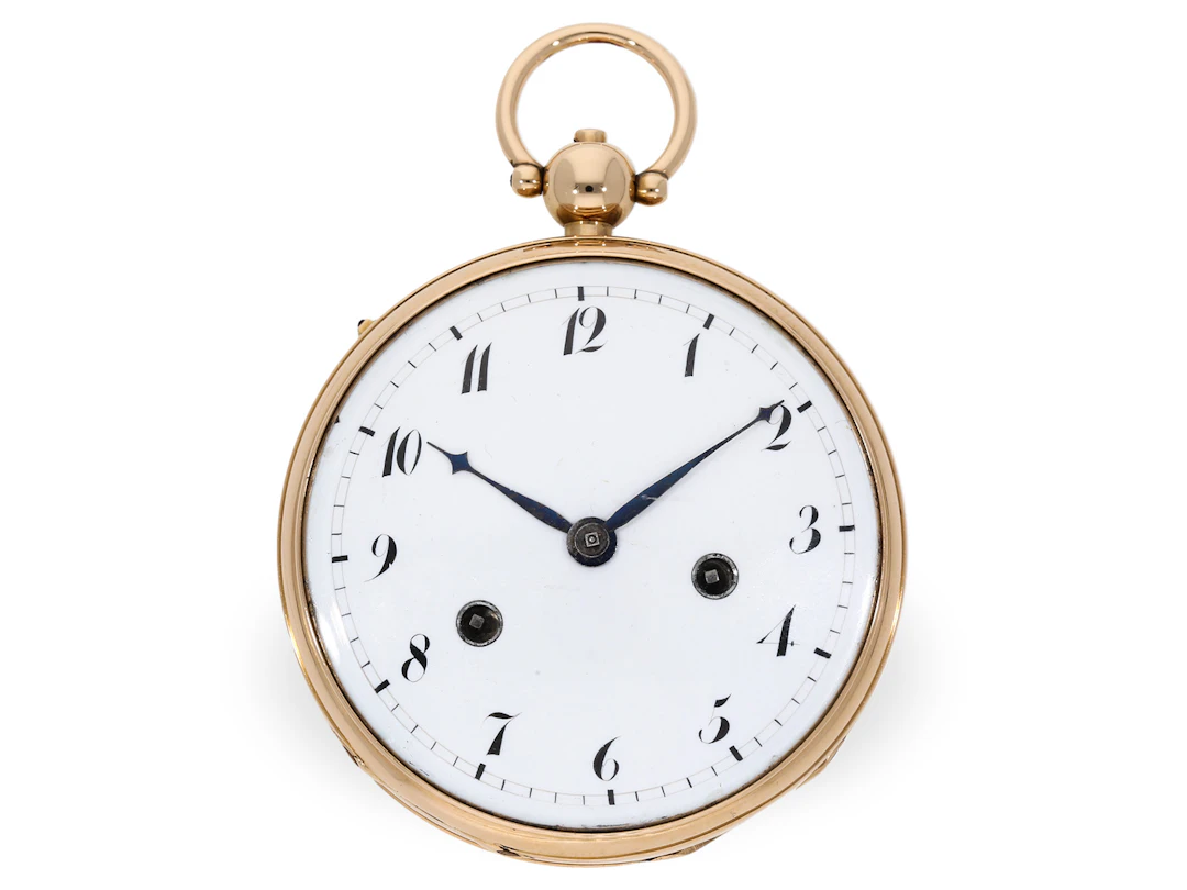 Pocket watch: heavy gold verge watch with repeater and self-striking