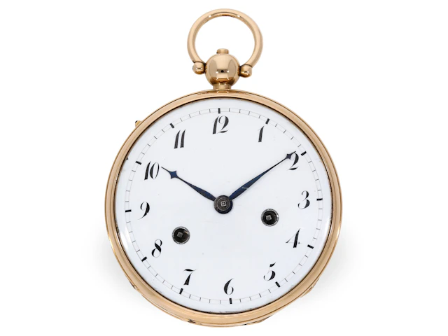 Pocket watch: heavy gold verge watch with repeater and self-striking