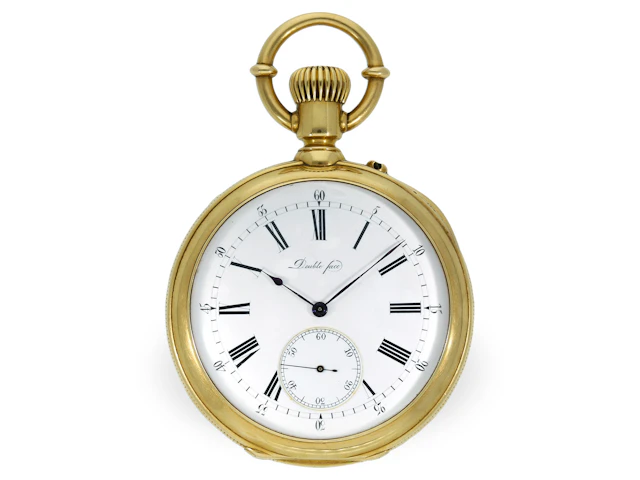 Pocket watch: extremely rare Courvoisier ‘Double Face’ calendar watch