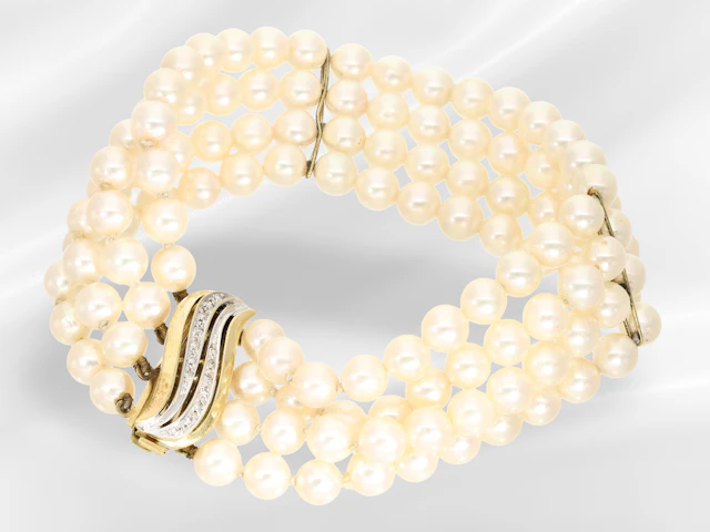 Bracelet: beautiful multi-strand vintage bracelet with fine cultured